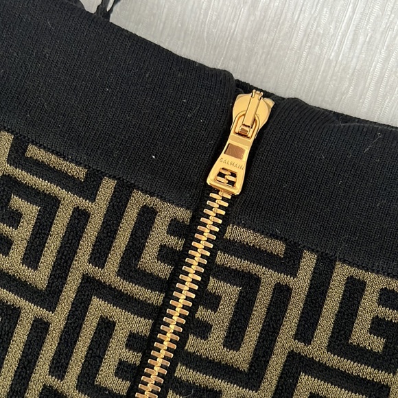 BALMAIN monogram knit skirt army green size 34 - Picture 3 of 5